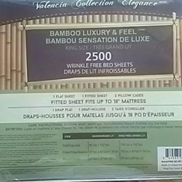 New Valencia Elegance Collection Bamboo Luxury & Feel Brown King Size Sheet - Picture 4 of 6